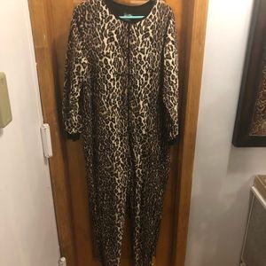 COPY - leopard animal print onesie footed pajamas